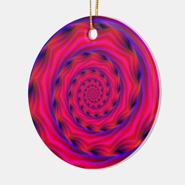 Ornement Rond En Céramique Red Violet and Blue Spiral (Gauche)