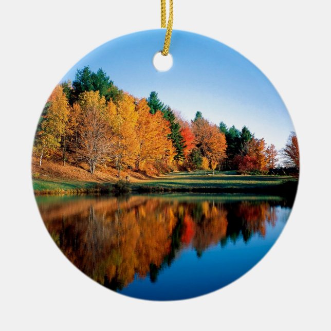 Ornement Rond En Céramique Réflexions Vermont d'automne (Devant)