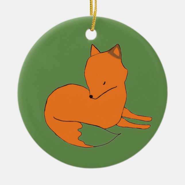 Ornement Rond En Céramique Renard de l'ornement Red Fox (Devant)