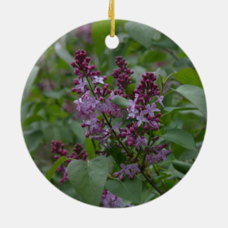 Ornement Rond En Céramique Ressort/Pâques : Cognassier du Japon/lilas