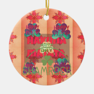 Ornement Rond En Céramique Restez béni Bonne Saint Patrick Jour Hakuna Mata