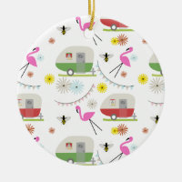 Rétro motif de remorque et de Flamants roses