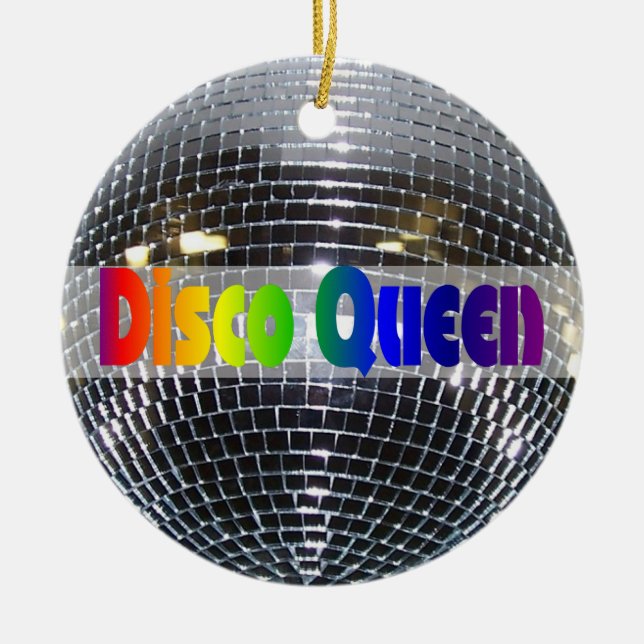 Ornement Rond En Céramique Rétro reine argentée brillante de disco (Devant)