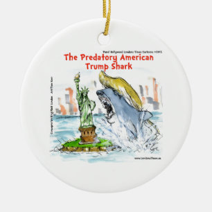 Ornement Rond En Céramique Rick London Funny Trump Shark