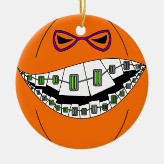 Ornement Rond En Céramique Ringard Geeky de grimace mauvaise de Halloween de