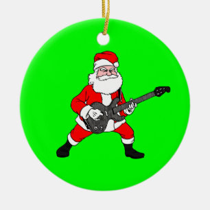 Ornement Rond En Céramique Rock N Roll Santa Claus