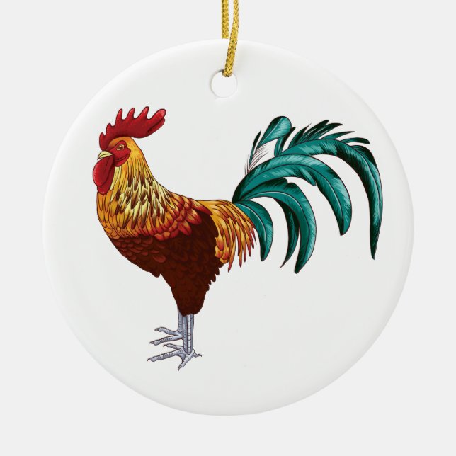 ORNEMENT ROND EN CÉRAMIQUE ROOSTER (Devant)