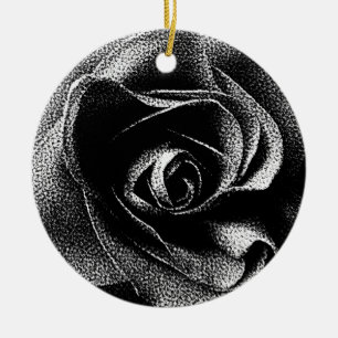 ORNEMENT ROND EN CÉRAMIQUE ROSE NOIR