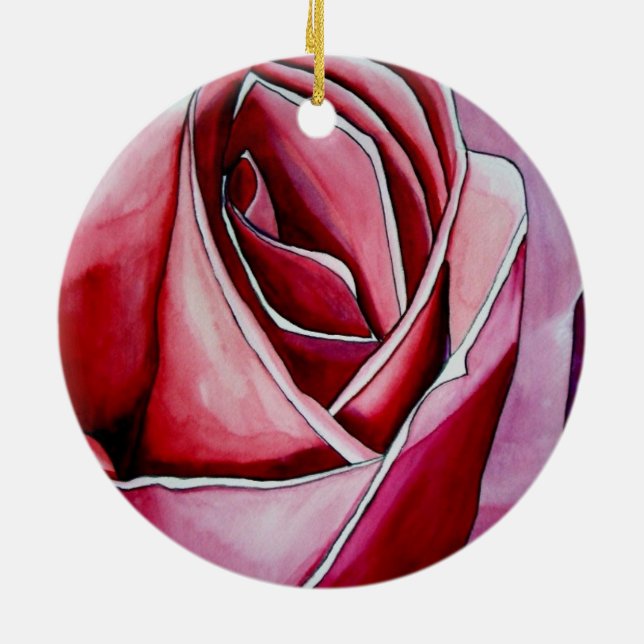 Ornement Rond En Céramique Rose Rose macro fleurs aquarelle art abstrait (Dos)