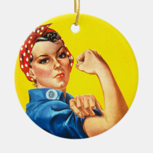 Ornement Rond En Céramique Rosie la riveteuse