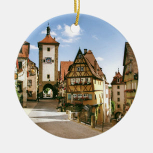 ORNEMENT ROND EN CÉRAMIQUE ROTHENBURG, ALLEMAGNE