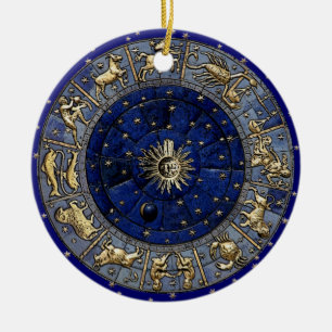 Ornement Rond En Céramique Roue Zodiac