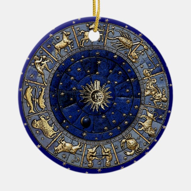 Ornement Rond En Céramique Roue Zodiac (Devant)