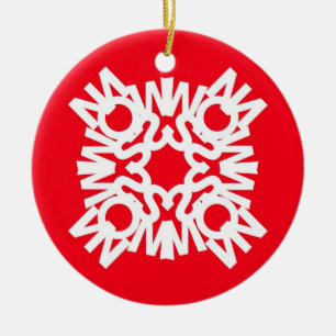 Ornement Rond En Céramique Rouge 1 d'ornement de NEIGE
