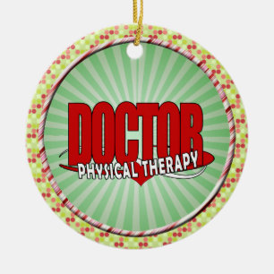 ORNEMENT ROND EN CÉRAMIQUE ROUGE DE DOCTEUR PHYSIOTHÉRAPIE GRAND
