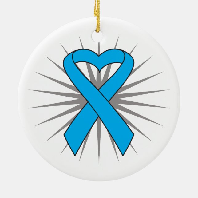 Ornement Rond En Céramique Ruban cardiaque du cancer de la prostate (Dos)
