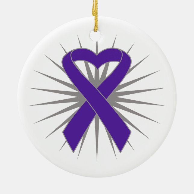 Ornement Rond En Céramique Ruban cardiaque du cancer pancréatique (Dos)
