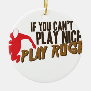 Ornement Rond En Céramique Rugby de jeu