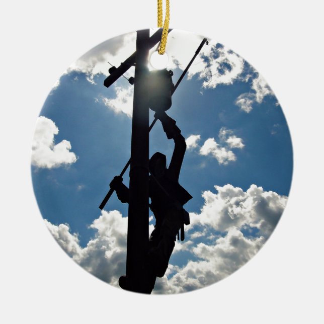 Ornement Rond En Céramique Rusty the Lineman (Devant)