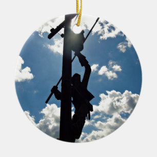 Ornement Rond En Céramique Rusty the Lineman