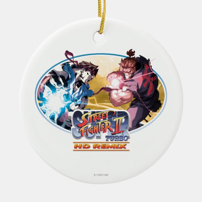 Ornement Rond En Céramique Ryu contre Akuma (Devant)