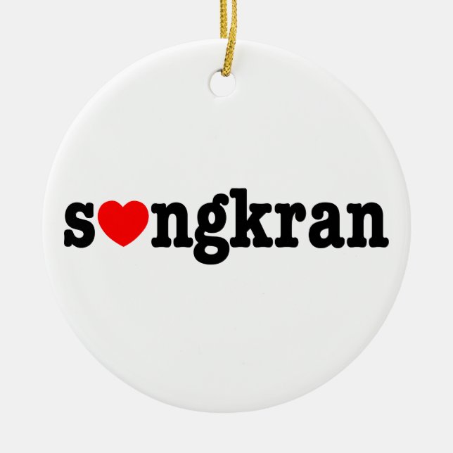 Ornement Rond En Céramique s (gkran ~ Heart Love) Songkran (Devant)