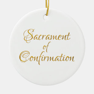 Ornement Rond En Céramique Sacrament de confirmation de Golden 3D Look