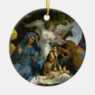 Ornement Rond En Céramique Sainte Famille avec Jean Baptiste