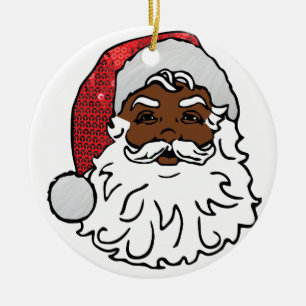 Ornement Rond En Céramique santa claus noir