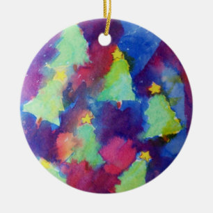 ORNEMENT ROND EN CÉRAMIQUE SAPIN DE NOËL