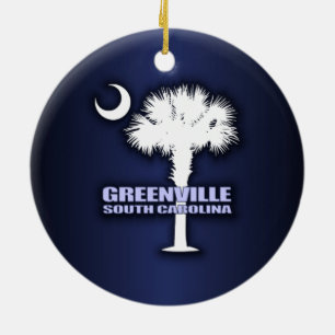 Ornement Rond En Céramique SC Palmetto & Crescent (Greenville)