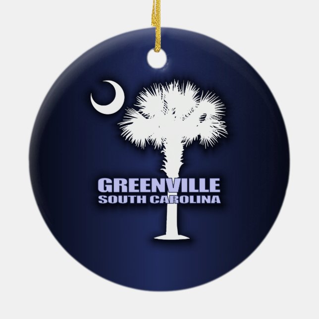 Ornement Rond En Céramique SC Palmetto & Crescent (Greenville) (Dos)
