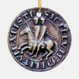 Ornement Rond En Céramique SCEAU DES CHEVALIERS MODÈLE MONOGRAMME gemme gris
