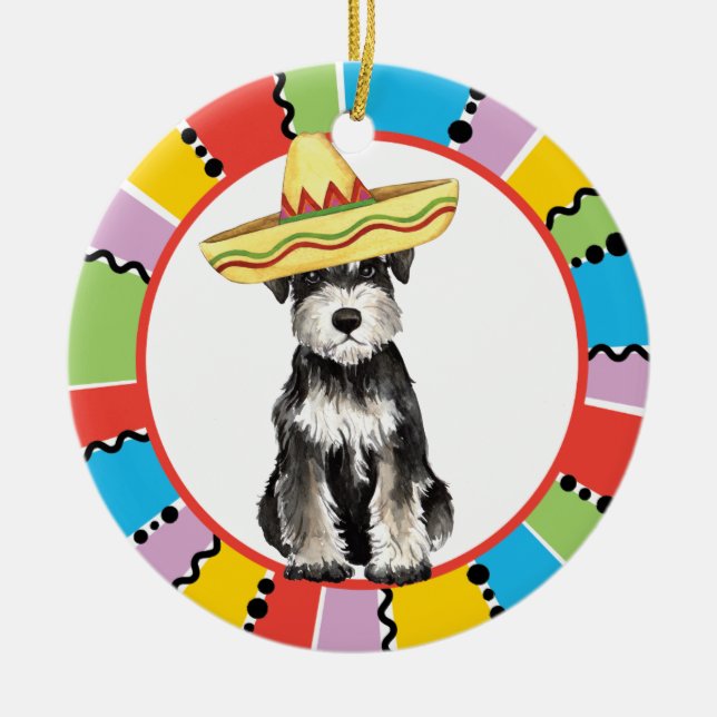 Ornement Rond En Céramique Schnauzer miniature de fiesta (Devant)