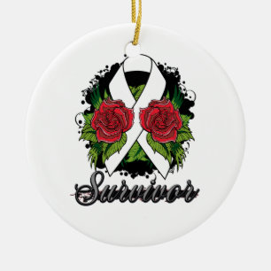Ornement Rond En Céramique Scoliosis Survivante Rose Grunge Tattoo