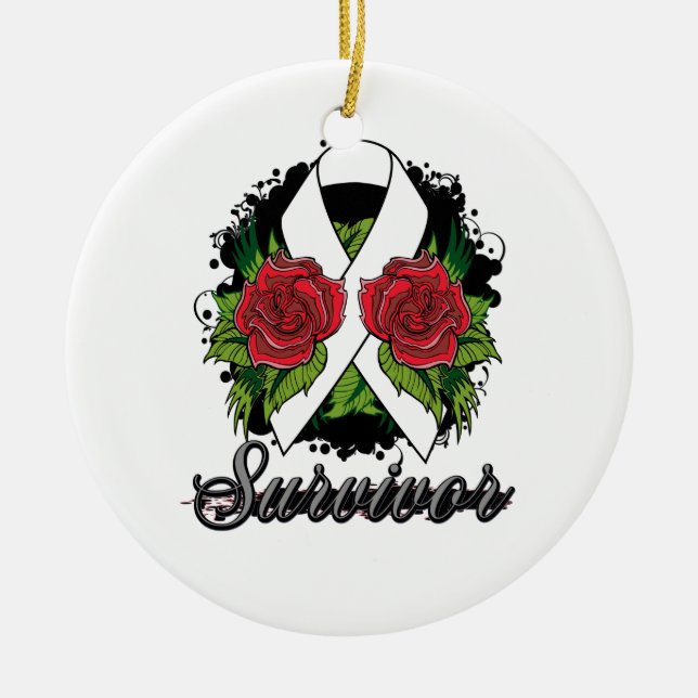 Ornement Rond En Céramique Scoliosis Survivante Rose Grunge Tattoo (Devant)