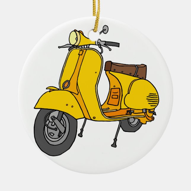 Ornement Rond En Céramique Scooteur jaune (Devant)