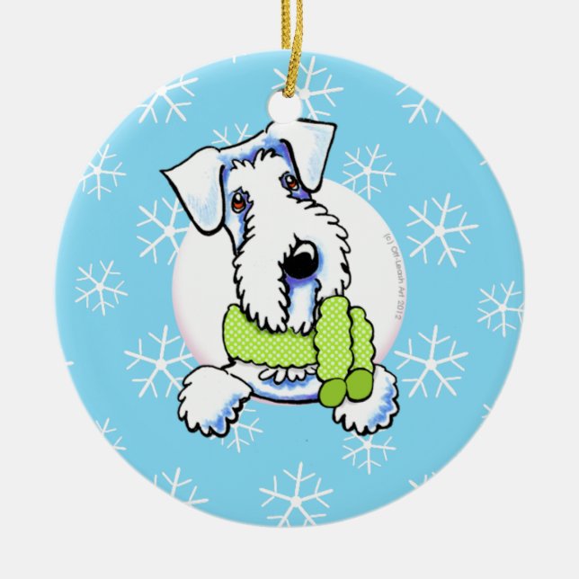 Ornement Rond En Céramique Sealyham Terrier Qu'il neige (Devant)