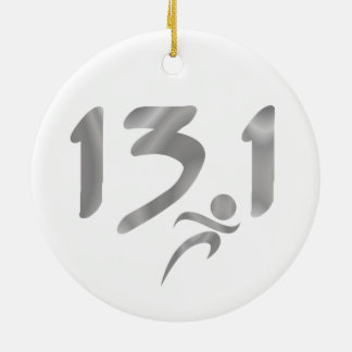 Ornement Rond En Céramique Semi-marathon 13,1 d'argent