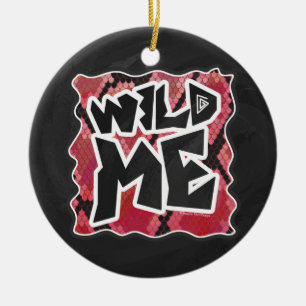 Ornement Rond En Céramique Serpent Wild Me Black et Red Print