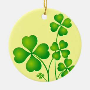 Ornement Rond En Céramique Shamrocks brillants