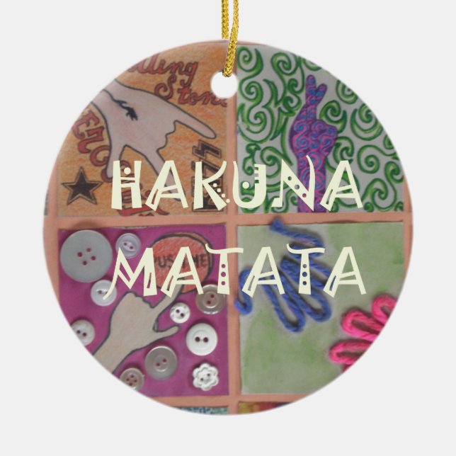Ornement Rond En Céramique Signe Hakuna Matata - Impression (Devant)