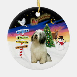 Ornement Rond En Céramique Signes de Noël - Chien de mer polonais des basses 