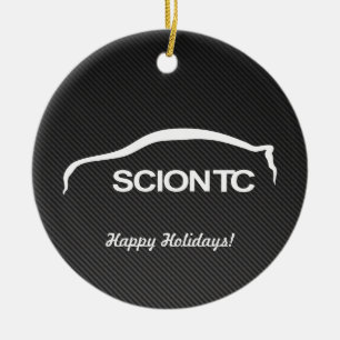 Ornement Rond En Céramique Silhouette blanche de comité technique de Scion