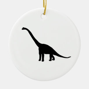 Ornement Rond En Céramique Silhouette de brontosaure de dinosaure