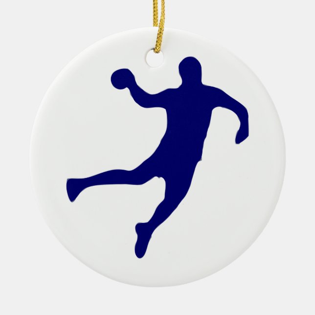 Ornement Rond En Céramique Silhouette de handball (Devant)