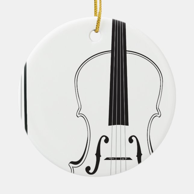 Ornement Rond En Céramique Silhouette de violon (Devant)