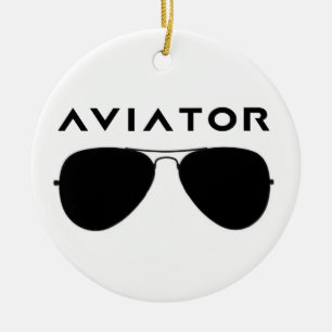 Ornement Rond En Céramique Silhouette des lunettes SU de l'aviateur