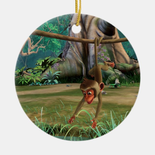 Ornement Rond En Céramique Singe de bébé (Devant)