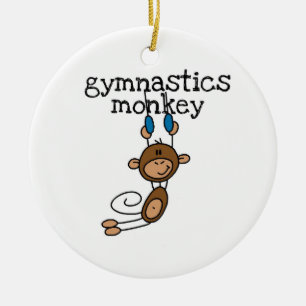 Ornement Rond En Céramique Singe de gymnastique
